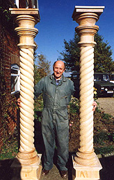 Photograph of large turned columns